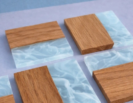 sous-verres chene r&eacute;sine effet glace